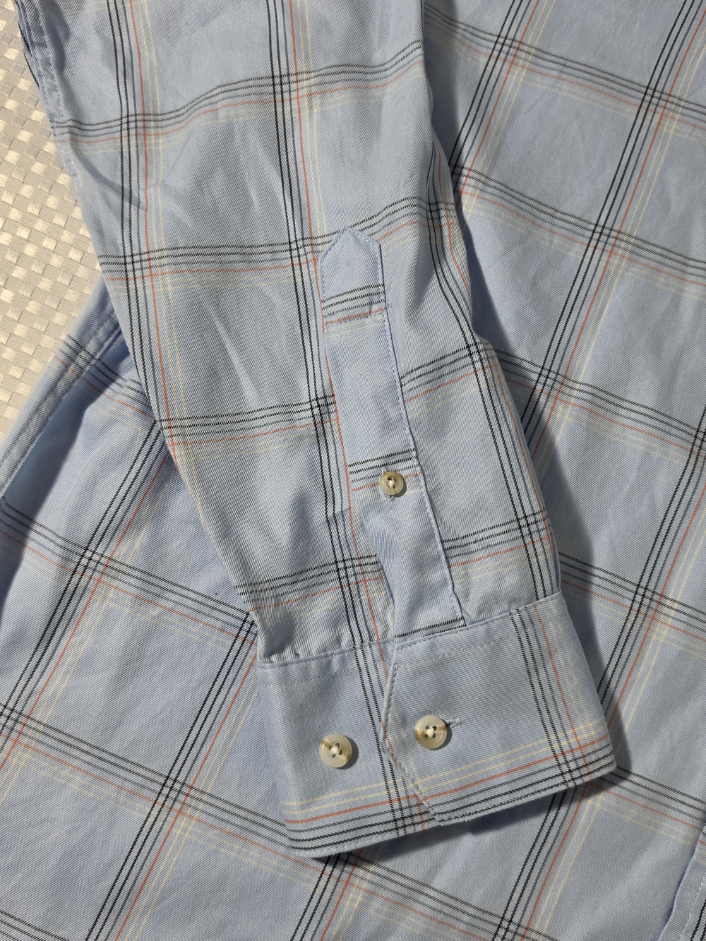 Lucchese Classics Men's Large 100% Cotton Plaid Western Dress Shirt Light Blue - Picture 3 of 10